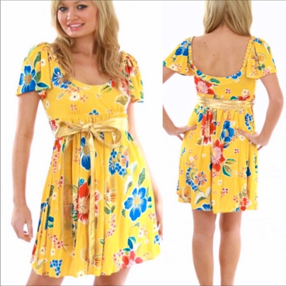 Dolce & Gabbana Yellow Babydoll Floral Dress
